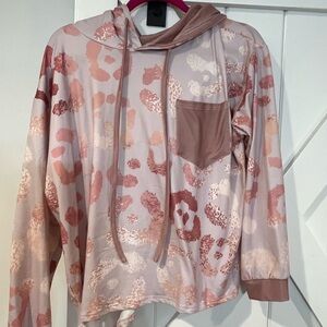 Stylish Pink Patterned Women's Hoodie